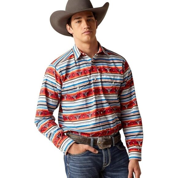 New Ariat Men's XXL Pratt Southwestern Sandshell Pearl Snap Western Shirt Aztec - Picture 6 of 8